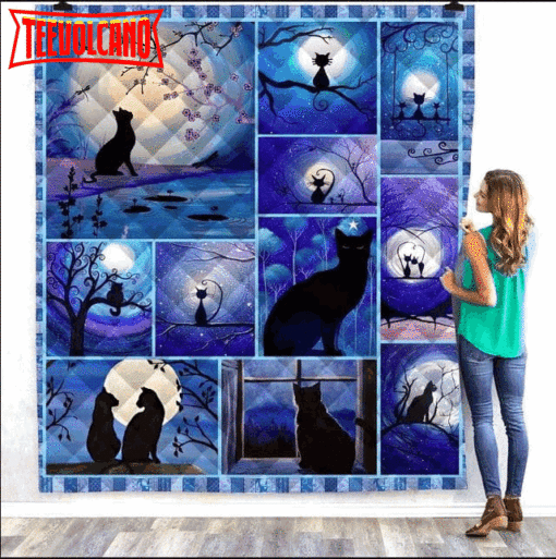 Cat Moon Cat 3D Quilt Blanket