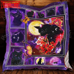 Cat Mystery Purple Quilt Blanket