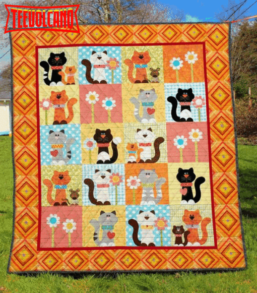 Cat Personalized Customized Quilt Blanket