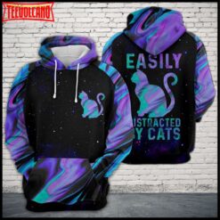 Cat Purple Color 3D Printed Hoodie Zipper