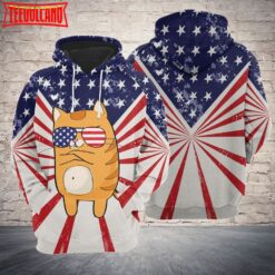 Cat Us Flag 3D Printed Hoodie Zipper