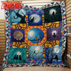 Cat Watching The Moon 3D Customized Quilt Blanket