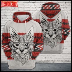 Cat Zentangle Native Pattern 3D Printed Hoodie Zipper