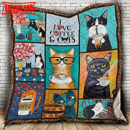 Cats And Coffee 3D Quilt Blanket