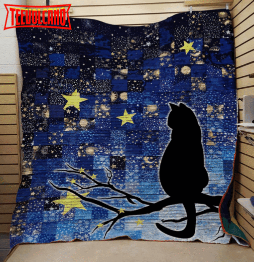 Cats And Stars 3D Customized Quilt Blanket