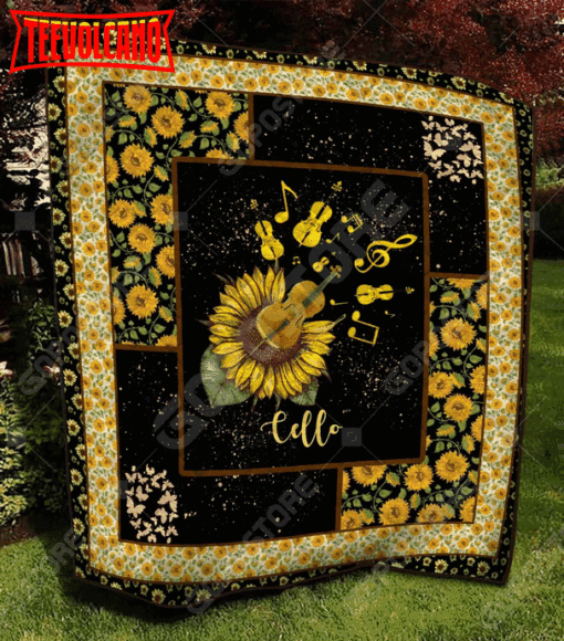 Cello Sunflower Like 3D Customized Quilt Blanket