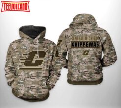 Central Michigan Chippewas NCAA Camo Veteran 3D Printed Hoodie Zipper