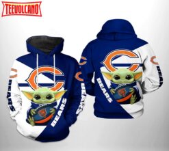Chicago Bears NFL Baby Yoda Team 3D Printed Hoodie Zipper