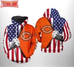 Chicago Bears NFL US Flag Team 3D Printed Hoodie Zipper