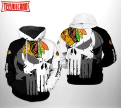 Chicago Blackhawks NHL Team Skull 3D Printed Hoodie Zipper