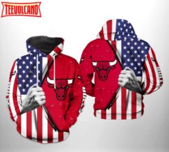 Chicago Bulls NBA US Flag Team 3D Printed Hoodie Zipper