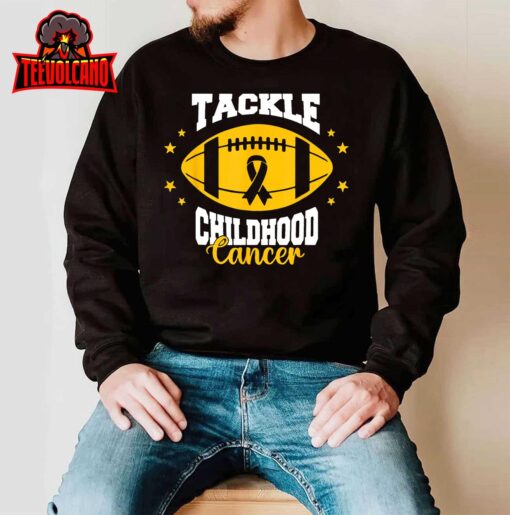 Childhood Tackle Childhood Cancer Awareness Football Gold T-Shirt