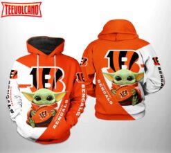 Cincinnati Bengals NFL Baby Yoda Team 3D Printed Zipper Hoodie