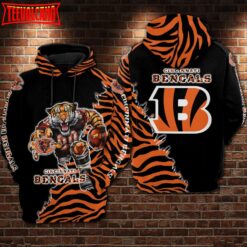 Cincinnati Bengals Nfl Football Tiger 3D Printed Zipper Hoodie