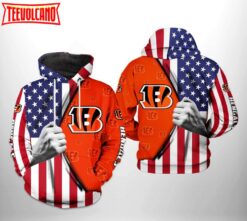 Cincinnati Bengals NFL US Flag Team 3D Printed Zipper Hoodie
