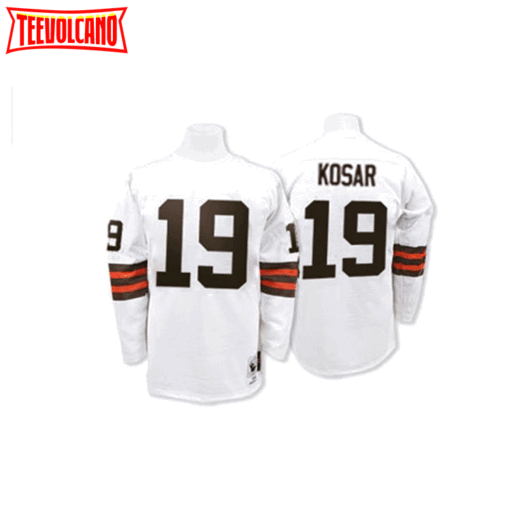 Cleveland Browns Bernie Kosar White Long Sleeves Throwback Jersey