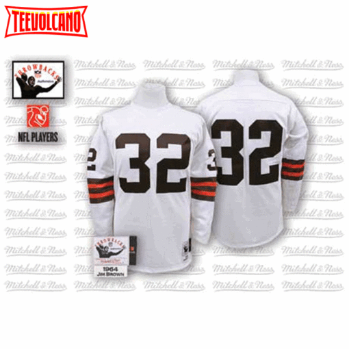 Cleveland Browns Jim Brown White 1964 Throwback Jersey