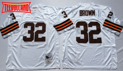 Cleveland Browns Jim Brown White Throwback Jersey