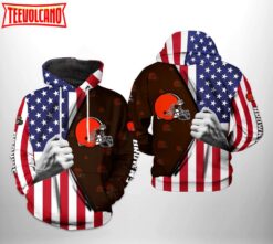 Cleveland Browns NFL US Flag Team 3D Printed Hoodie Zipper