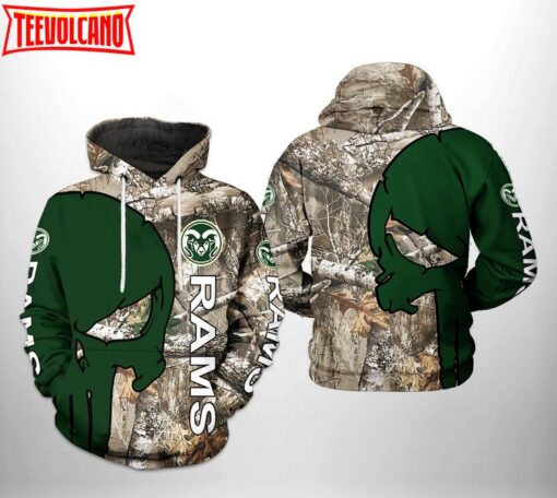 Colorado State Rams NCAA Camo Veteran Hunting 3D Printed Hoodie Zipper