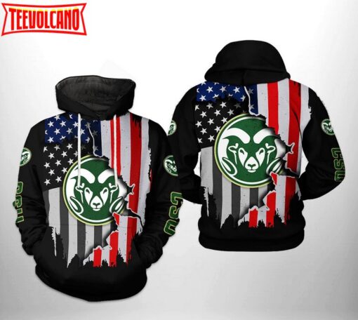 Colorado State Rams NCAA US Flag 3D Printed Hoodie Zipper