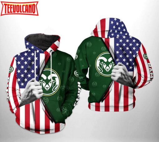 Colorado State Rams NCAA US FLag 3D Printed Zipper Hoodie