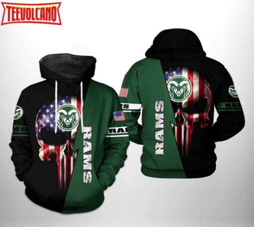 Colorado State Rams NCAA US Flag Skull 3D Printed Hoodie Zipper