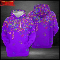 Colorful Music Notes 3D Printed Hoodie Zipper