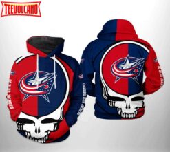 Columbus Blue Jackets NHL Grateful Dead 3D Printed Hoodie Zipper