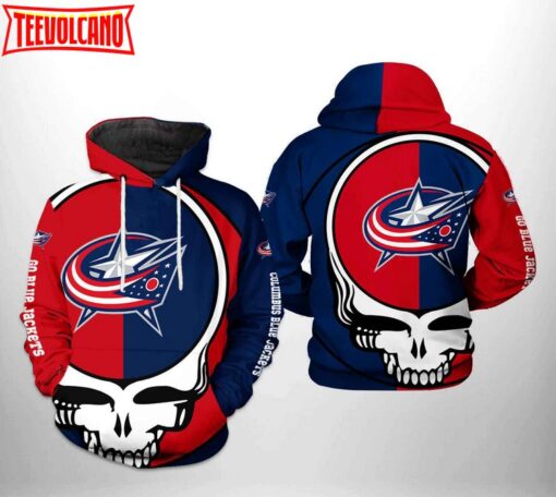 Columbus Blue Jackets NHL Grateful Dead 3D Printed Hoodie Zipper