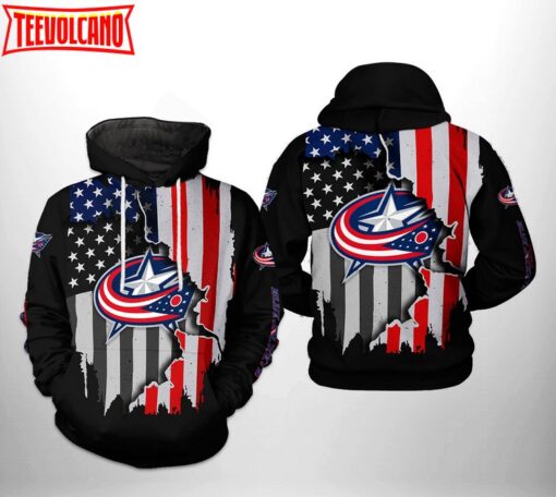 Columbus Blue Jackets NHL US FLag Team 3D Printed Hoodie Zipper