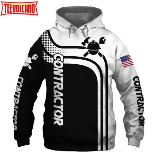 Contractor Black US Flag 3D Printed Hoodie Zipper