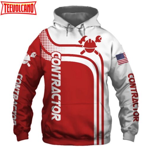 Contractor Red US Flag 3D Printed Hoodie Zipper