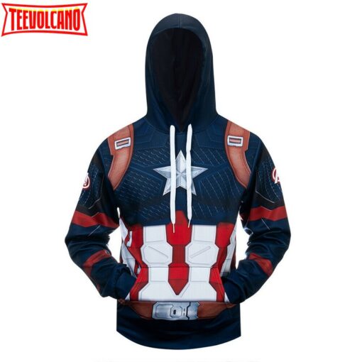 Costume Captain America Suit 3D Printed Hoodie Zipper