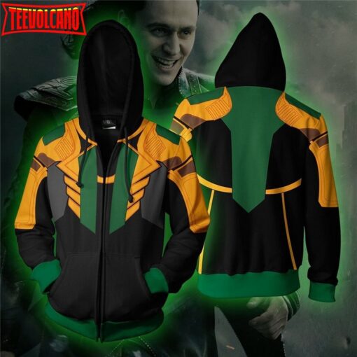 Costume Loki Cosplay Suit 3D Printed Zipper Hoodie