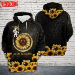 Cow With Sunflower 3D Printed Zipper Hoodie