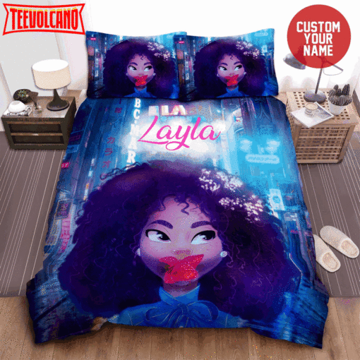 Curly Hairstyle Black Girl Afircan American Woman Custom Bedding Set