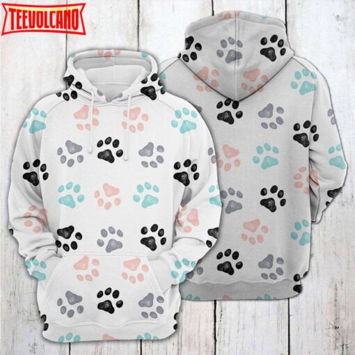 Cute Dog Paw 3D Printed Hoodie Zipper