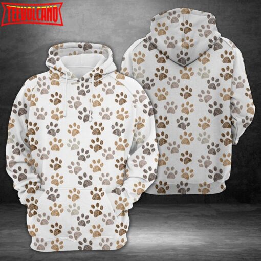 Cute Dog Paws 3D Printed Hoodie Zipper