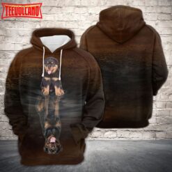 Cute Rottweiler Reflection 3D Printed Hoodie Zipper