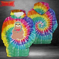 Cute Sloth Tie Dye 3D Printed Hoodie Zipper