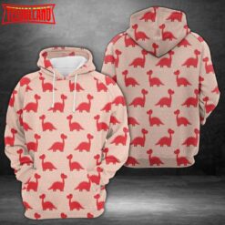 Cute Textile Dinosaur 3D Printed Hoodie Zipper