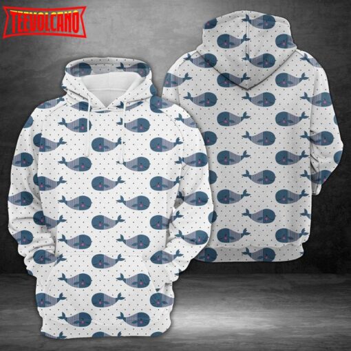 Cute Whales 3D Printed Hoodie Zipper