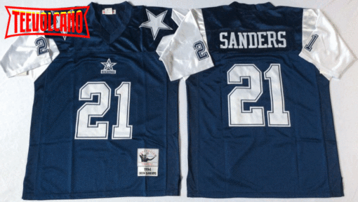 Dallas Cowboys Deion Sanders Navy White Throwback Jersey