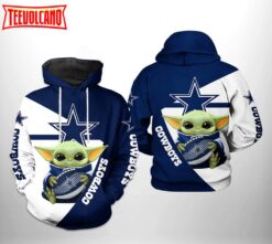 Dallas Cowboys NFL Baby Yoda Team 3D Printed Hoodie Zipper