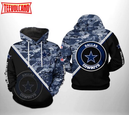 Dallas Cowboys NFL Camo Team 3D Printed Hoodie Zipper