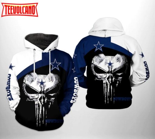 Dallas Cowboys NFL Skull Punisher Team 3D Printed Hoodie Zipper