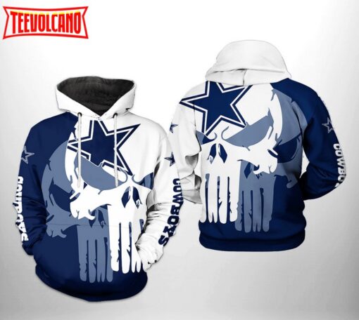 Dallas Cowboys NFL Team Skull 3D Printed Hoodie Zipper