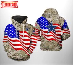 Dallas Cowboys NFL US Flag Camo Veteran Team 3D Printed Hoodie Zipper