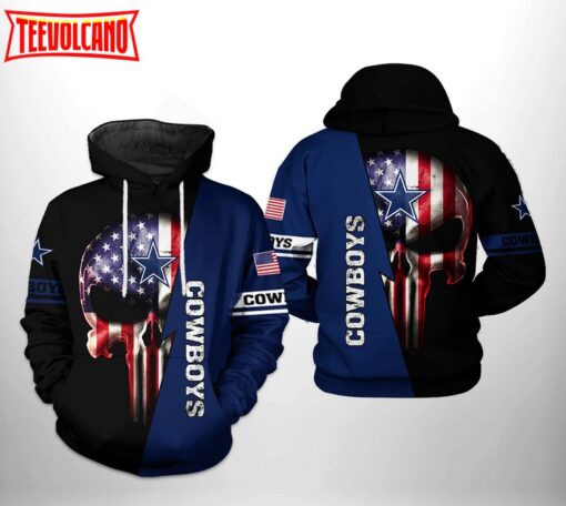 Dallas Cowboys NFL US Flag Skull Team 3D Printed Hoodie Zipper